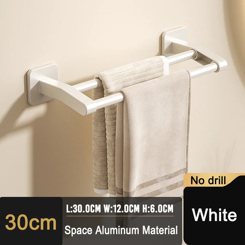 Self-adhesive Home Bathroom Towel Rack Holder Without Drilling Wall Mount Towel Shelf Kitchen Bathroom Accessories Towel Hanger