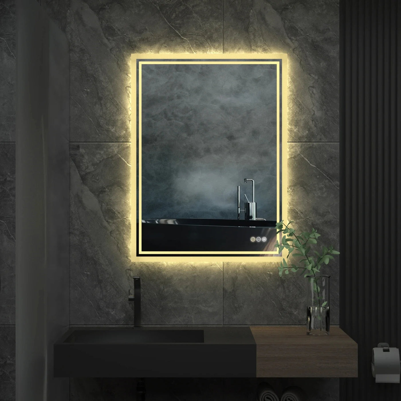 LED Backlit Mirror Bathroom Vanity with Lights,Anti-Fog,Dimmable,CRI90+,Touch Button,Water Proof,Horizontal/Vertical