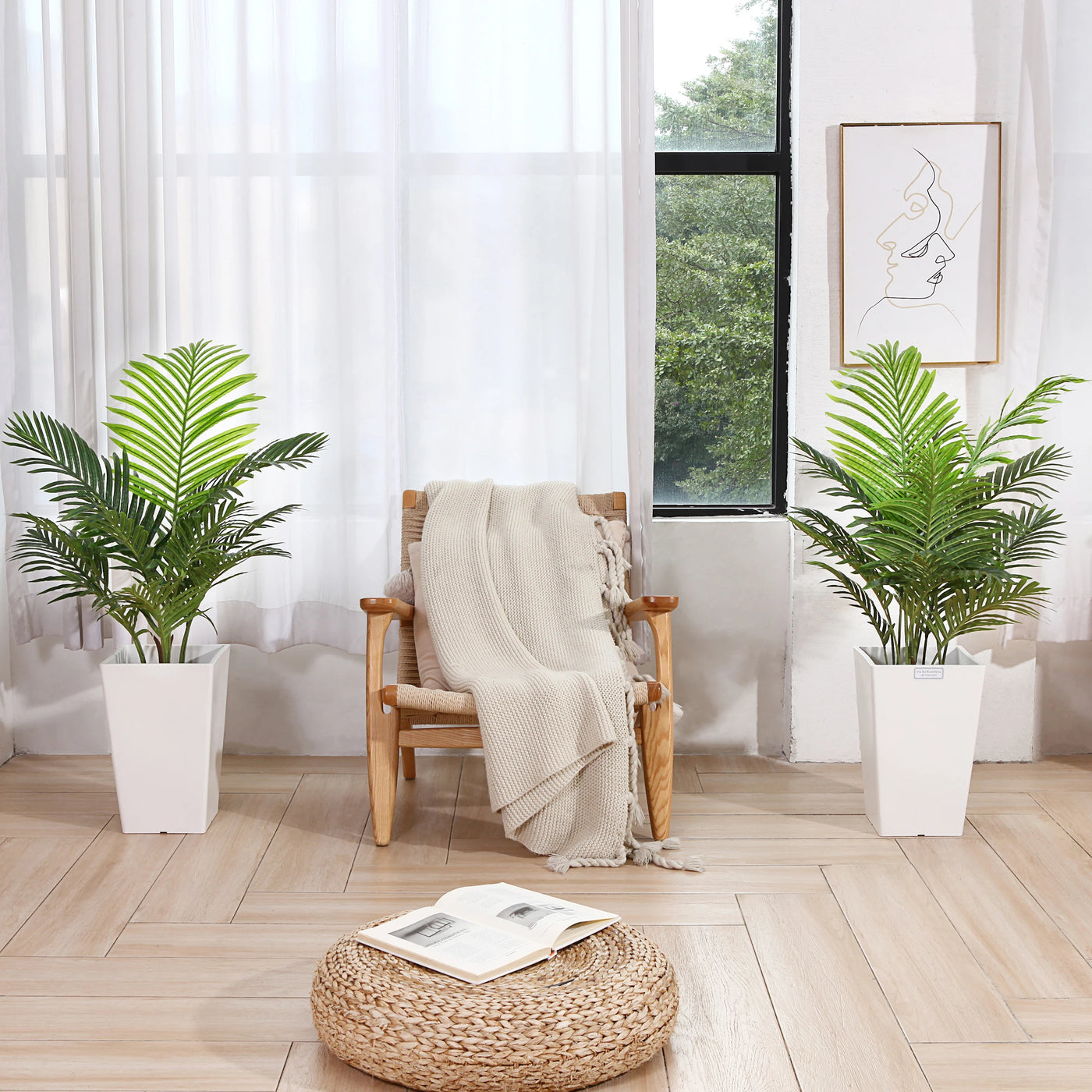 Artificial Areca Palm Plant with 15 Trunks, 3FT Faux Dypsis Lutescens Plant Tropical Tree in Pot for Home Decor