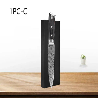 WXCOO Professional Kitchen Chef Knives Set Stainless Steel Boning Knife Damascus Steel Pattern Cleaver Fruit Bread Santoku Knife