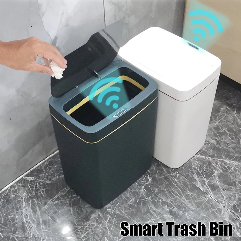 Smart Trash Can With Lid 18L for Kitchen Bathroom Bedroom Automatic Bagging Touchless Smart Sensor Garbage Bin