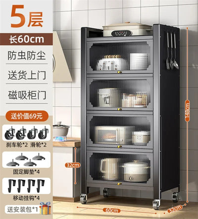 Modern Metal Kitchen Cabinets Kitchen Furniture Multi-layer Storage Cabinet Floor Racks Multi-functional Tableware Cabinet U