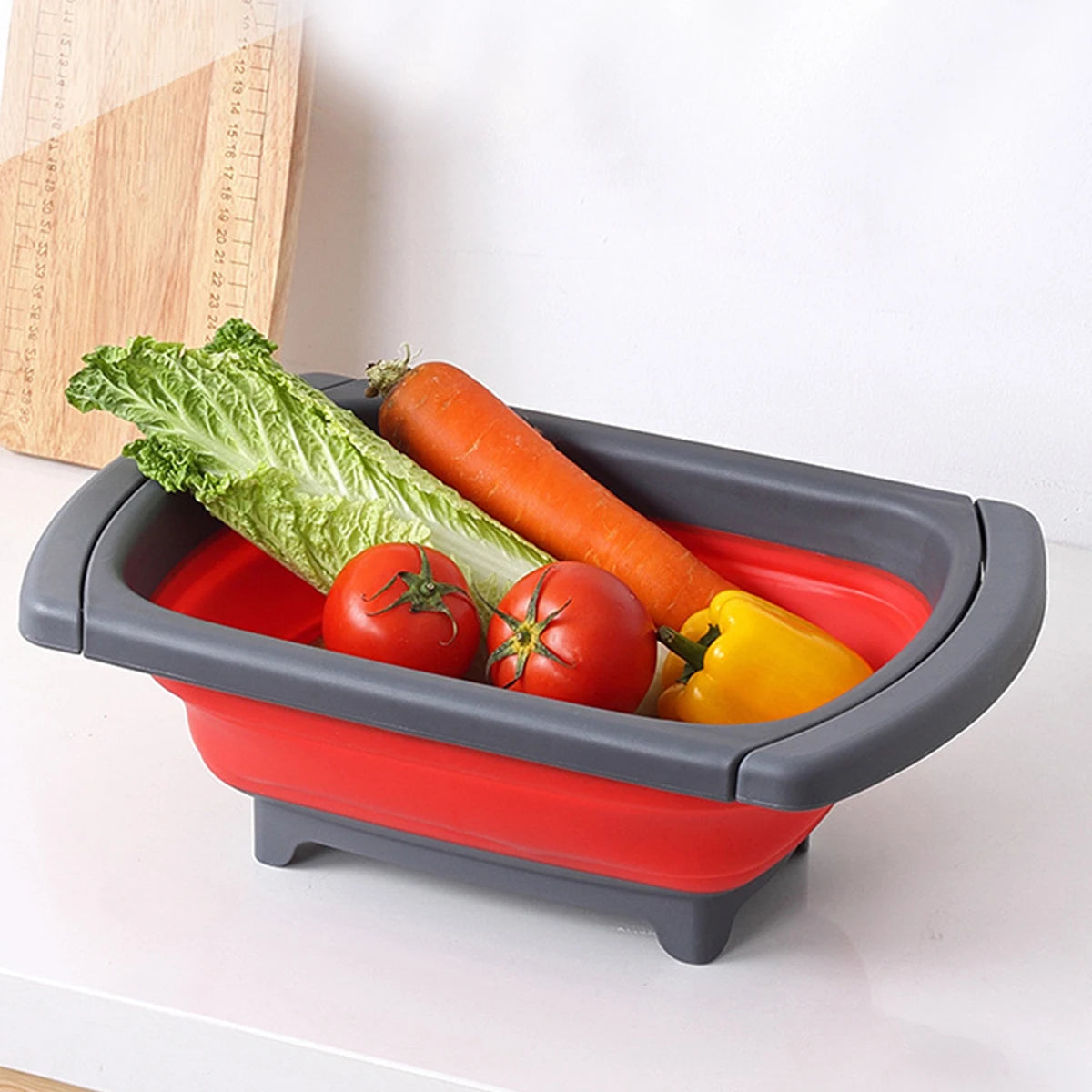 Collapsible Rectangular Silicone Drain Basket Retractable Water Filter Basket Household Fruit And Vegetable Filter Basket