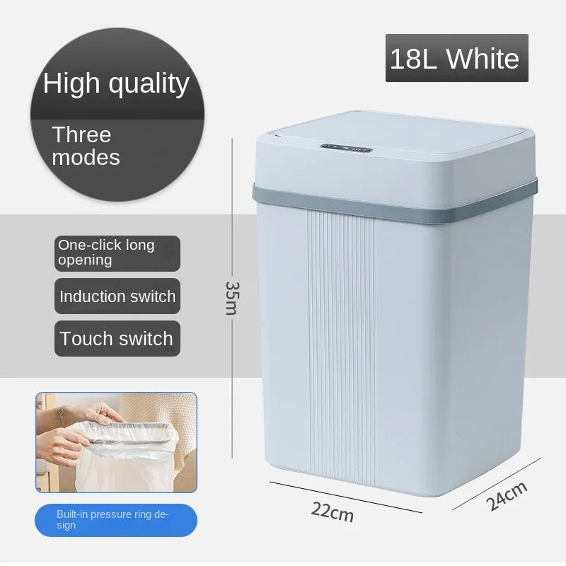 Smart Sensor Garbage Bin Kitchen Bathroom Toilet Trash Can Best Automatic Induction Waterproof Bin with Lid 12/14/16/18L