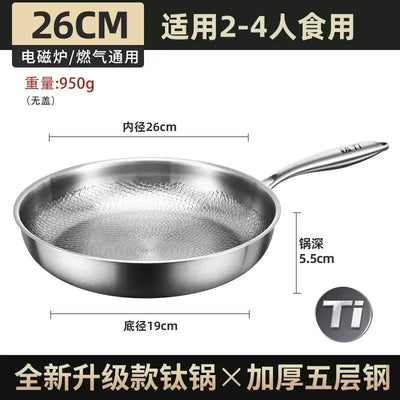 German Frying Pan Pure Titanium Pan Fish Scale Hammer Pattern Uncoated Non-stick Pan Induction Cooker Universal Steak Frying Pan