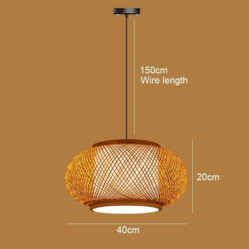 Big Size Bamboo Pendant Lamp Natural Rattan Chandeliers E27 Hand-knitting Café Restaurant Living Room Decor Hanging Lamp Indoor