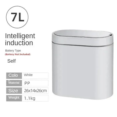 7L Automatic Bathroom Trash Can with Lid, Touchless Small Trash Can, Motion Sensor Waterproof Garbage Can for Kitchen, Bedroom