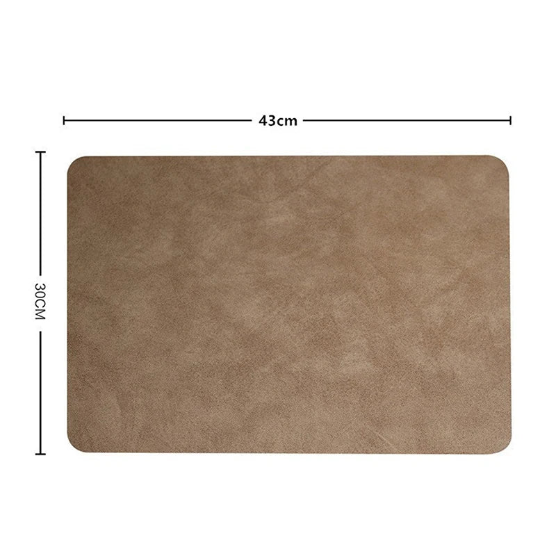 1pcs Light Luxury Solid Leather Placemat Coffee Brown PU Table Mat Waterproof Oilproof Heat-Insulated Plate Bowl Pad Table Decor