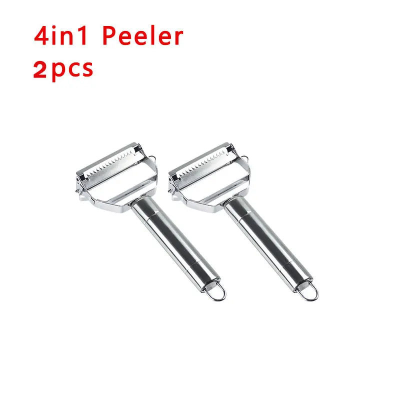 2/4 In 1 Rotary Peeler Multiple-Function Vegetable Fruit Potato Peeler Stainless Steel Peeler Home Kitchen Article Durable