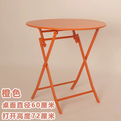 Folding round table balcony office negotiation portable light luxury dining table rental home