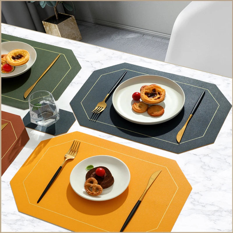 Pure Color Double-Layer Square Leather Placemat Nordic Ins Western Placemat Oil-Proof Table Mat PVC Plate Mat