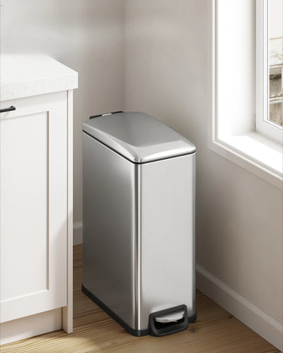 48L Stainless Steel Trash Can rectangular dustbin  Soft-Close Pedal Bin