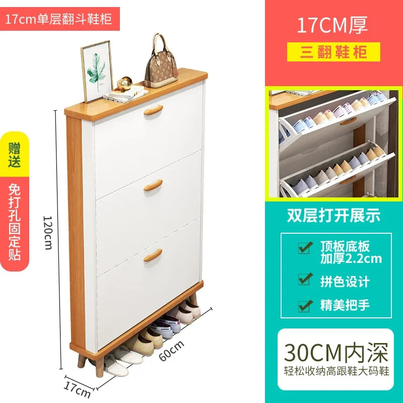 Ultra-Thin Shoe Cabinet Home Doorway Home Tilting Entrance Cabinet Shoe Rack