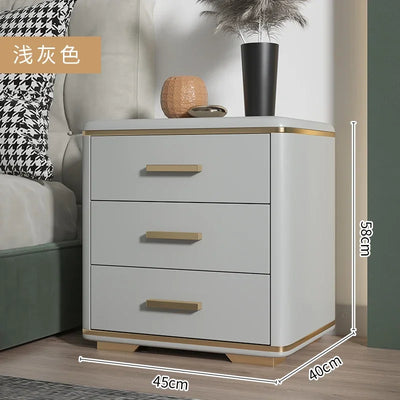 Bedside cabinet, simple, modern, light luxury, simple household small bedroom, bedside cabinet, solid wood, white storage cabine