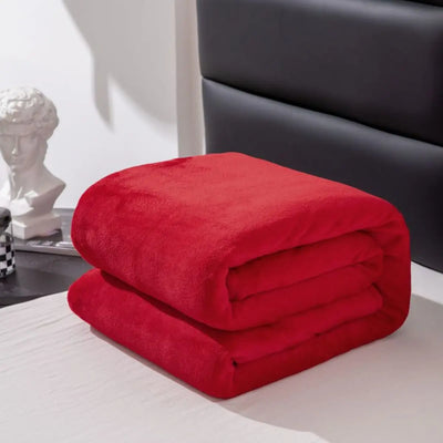 1pc solid color blanket with thickened fleece, suitable for all seasons, machine washable