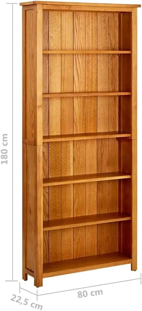 6-Tier Bookcase Solid Oak Wood,6 Shelves Wooden Bookshelf cabinets Display Shelves Organizer for Books, Magazines, documents, CD