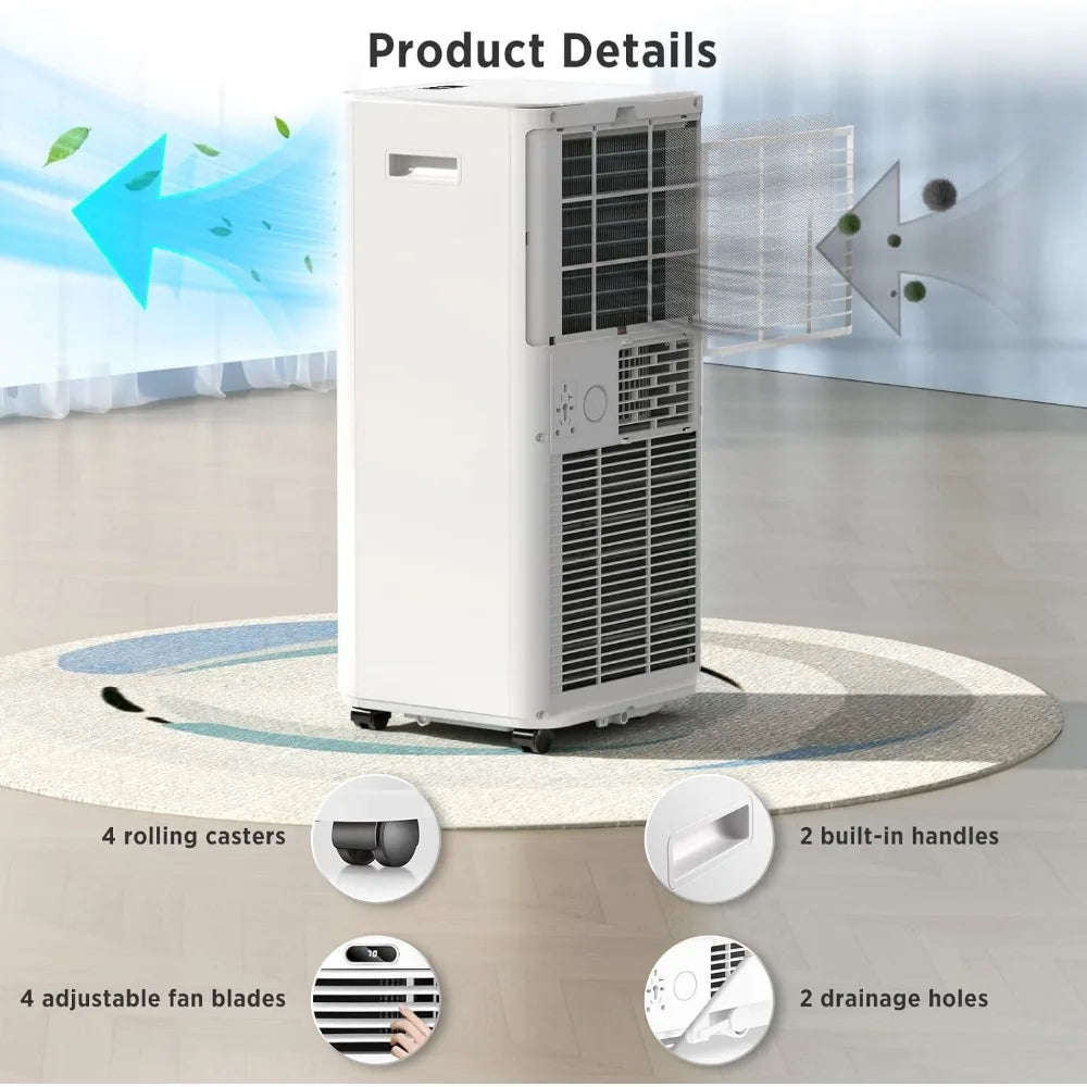 8,000 BTU Portable Air Conditioners Cools up to 350 Sq.ft, Portable AC Unit Built-in Cool, Dehumidifier, Fan Modes