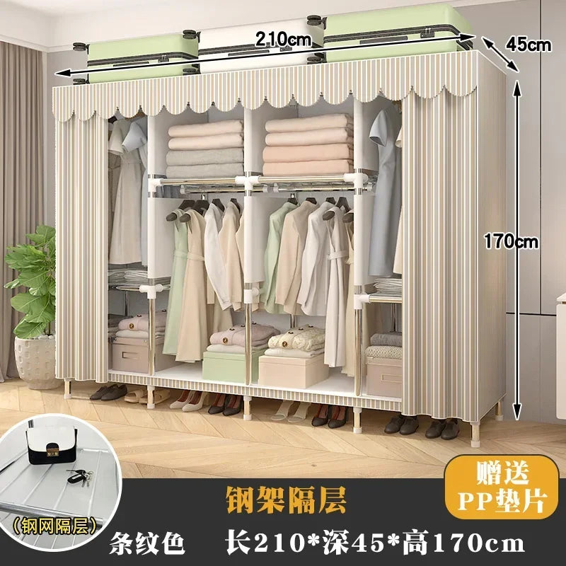 Simple Steel Frame Wardrobe  Easy Assembly, NonWoven Fabric Closet, Durable Storage Solution, Bedroom Organization