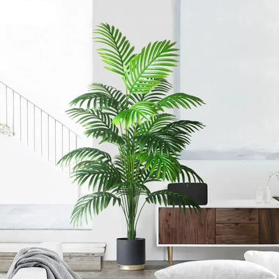 150cm Large Artificial Palm Tree Fake Tropical Plants Plastic Monstera Leaves Green Palm Tree For Home Garden Shop Party Decor