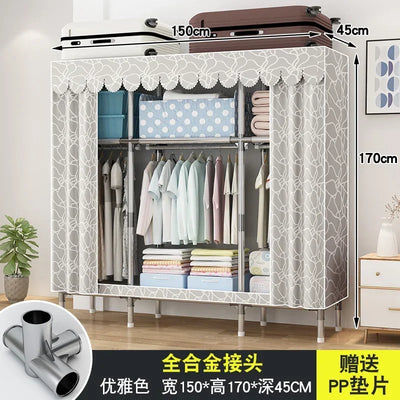 Simple Steel Frame Wardrobe  Easy Assembly, NonWoven Fabric Closet, Durable Storage Solution, Bedroom Organization