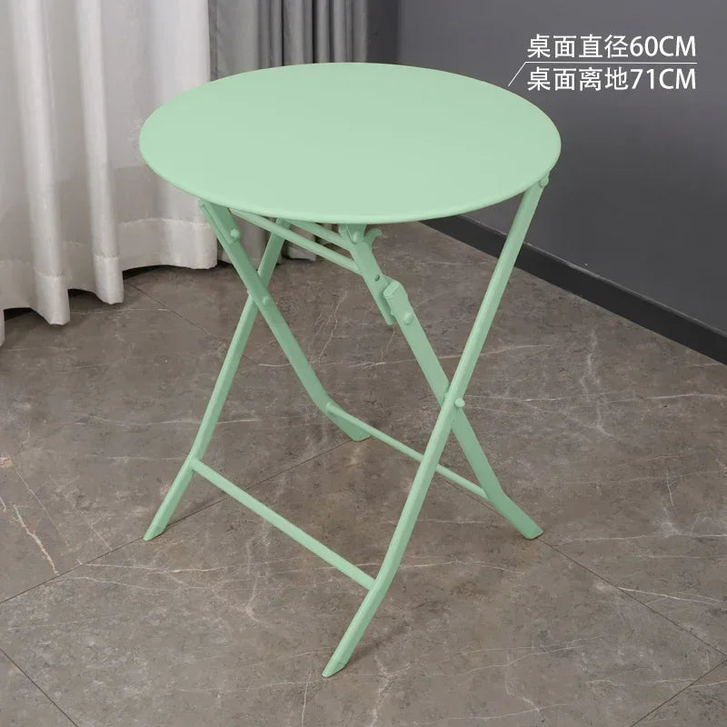 Folding round table balcony office negotiation portable light luxury dining table rental home