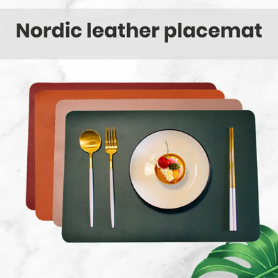 Table Placemat Waterproof Soft Faux Leather Double-sided Rectangle Non-slip Heat Insulation Minimalist Dishwasher Safe Dining Ma