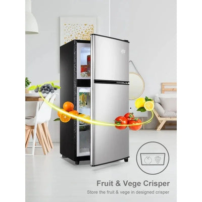 Compact Refrigerator, 3.8 Cu.Ft Double Door Refrigerator with Freezer, Apartment Size Refrigerator with 7 Adjustable Thermostat