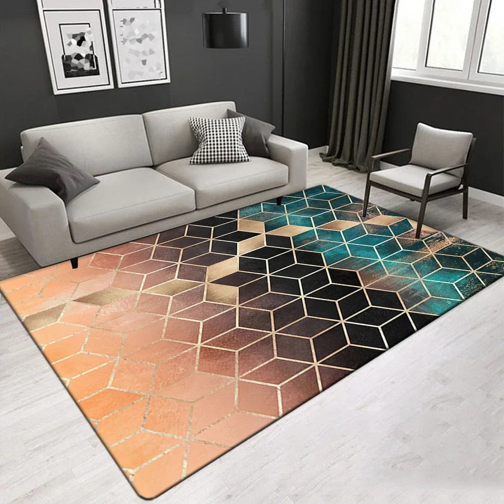 European geometric lines printed decorative carpet bedroom bathroom living room restaurant kitchen balcony elegant ground mat