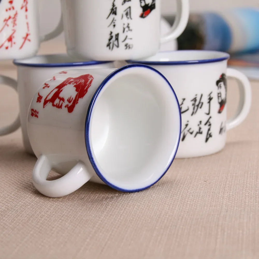 Chinese retro mug,Coffee Mugs  Camping Drinkware White porcelain tea cup,Creative  gift