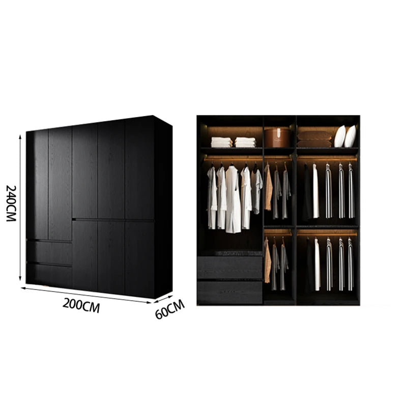 Bedroom Storage Wardrobes Sliding Clothes Black Wooden Girls Rack Cabinets Wardrobes Open Cupboard Guarda Roupa Home Furniture