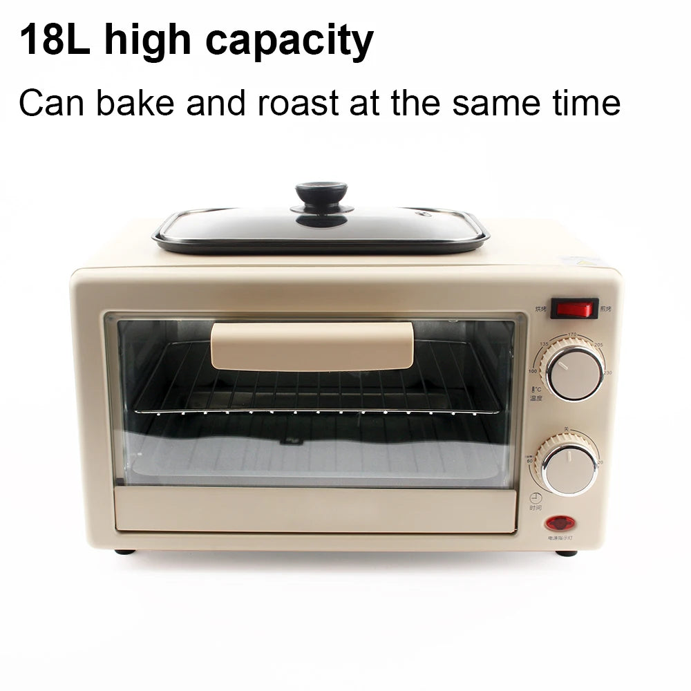 DMWD Electric Oven Barbecue Stove Non-stick Steak Frying Pan Grilling Plate Roast Cookies Pizza Baking Toaster Breakfast Machine