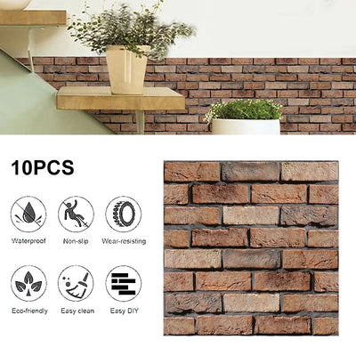 3D Wallpaper Brick Tile Stickers 3D Tearable 30Cm*30Cm10 Pieces A Set Of Waterproof And Heat-Resistant Renovation Mat