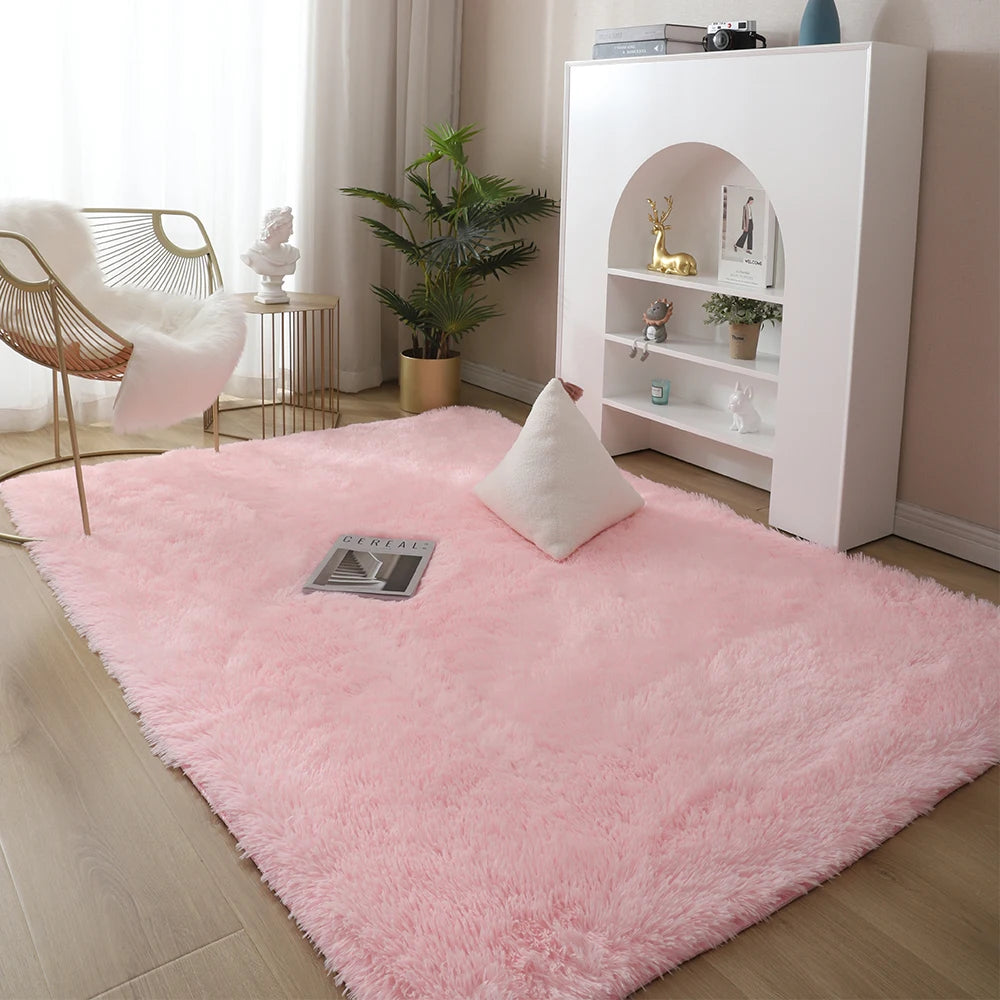 Nordic Furry Rug Bedroom Carpet Living  Room Modern Decoration Hairy Carpets Large Size Black Gray Pink Beige Non Slip Mat