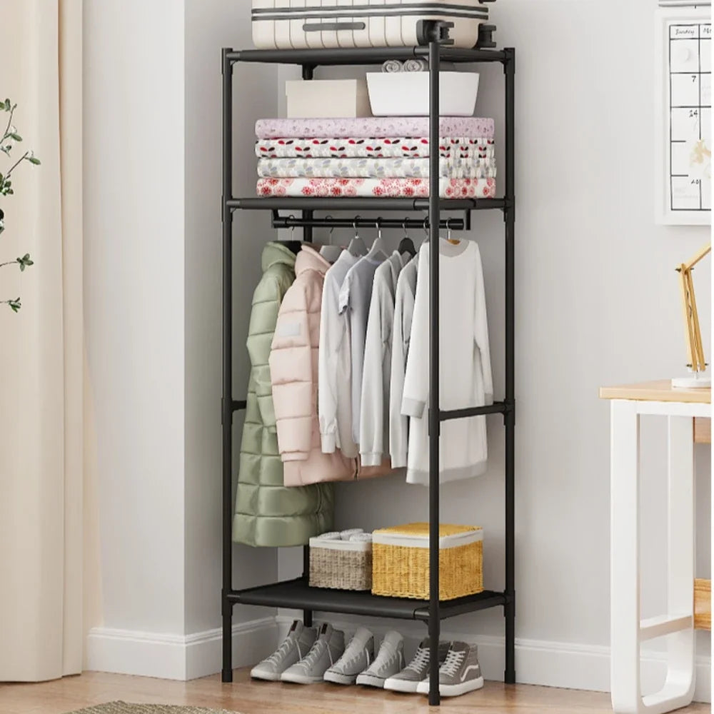 Clothes Hanger Multi-Layer Floor Standing Coat Rack Multifunctional Storage Rack Single Row Saves Space Wardrobe Storage Hanger