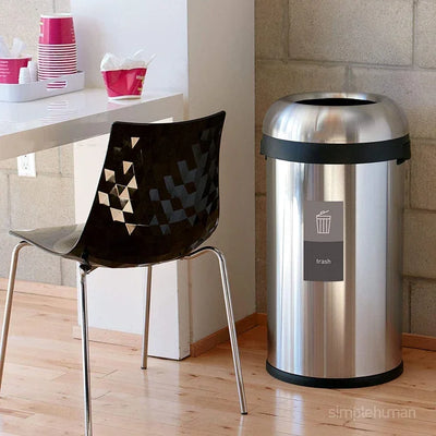 Hot sales13 Gallon 16 Gallon 60 Liter Brushed Stainless SteelCommercial Grade Heavy Gauge Bullet Open Top Trash Bin for Househol