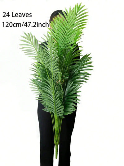 60-120cm Large Artificial Palm Tree Tropical Fake Plants Green Plastic Palm Leafs Big Monstera Tree Branch for Home Garden Decor