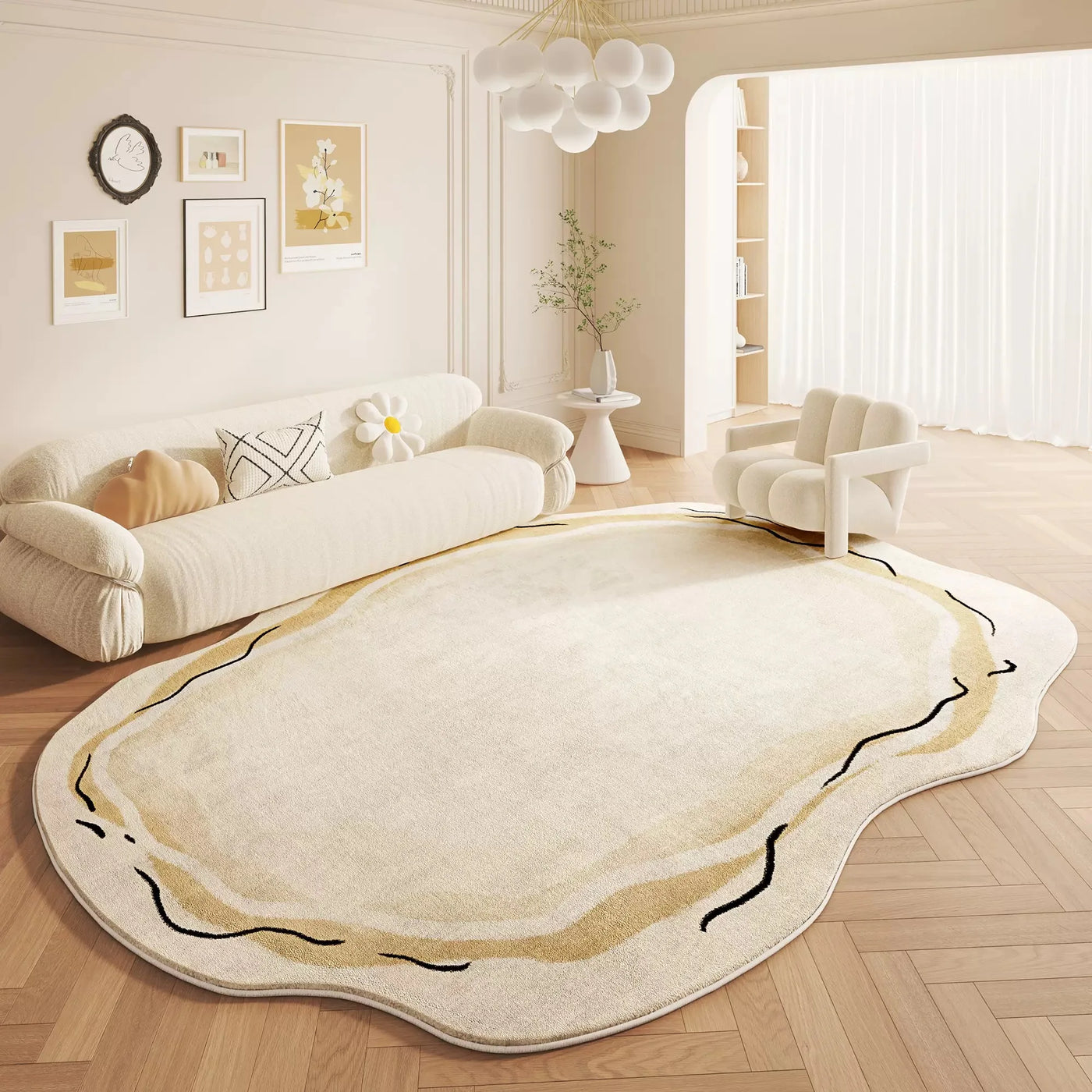 VIMAKA Cream Style Ins Light Luxury Imitation Cashmere Carpet Living Room Bedroom Sofa Dirt Resistant Carpet Home Decoration