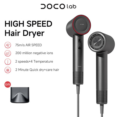 DOCO High Speed Hair Dryer 75m/s 200 million Negative Ions Hair Care 11000 Rpm Professional Lightweight Home Travel Gift