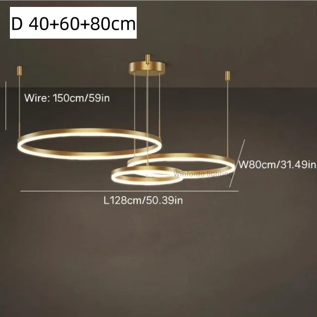 Gold Ring LED Hanging Lamp Acrylic Chandelier Modern Minimalist Style Pendant Light for Home Living Room Restaurant Decoration