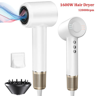 Hair Dryer, 500 Million Negative Ionic Hair Dryer, High-Speed Blow Dryer with 120,000 RPM Brushless Motor, Fast Drying Low Noise