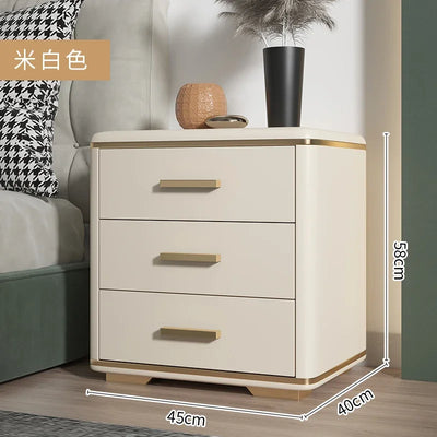 Bedside cabinet, simple, modern, light luxury, simple household small bedroom, bedside cabinet, solid wood, white storage cabine