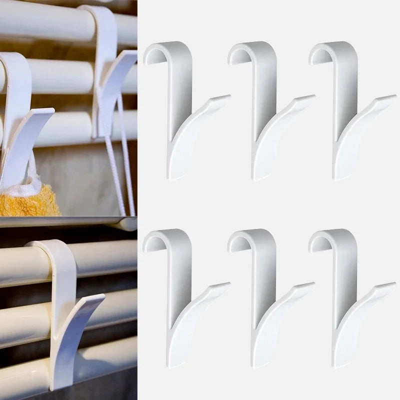 2/4/6pcs White Hook, Heated Towel Rack, Radiator Bracket, Bathroom Hook, Hanger, Soft Scarf Rack, Towel Rack, Bathroom Hook Rack