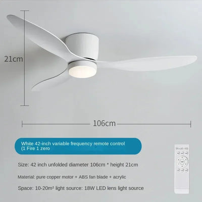 Modern LED Ceiling Fan Lights, Low Floor Decorative Lights with Remote Control, Home Lighting with Fans in Bedrooms and Homes