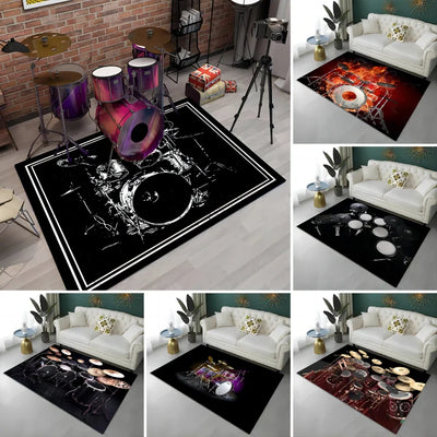 Drum Kit Carpet for Living Room Bedroom Decoration Music Instruments Area Rugs Non-slip Home Lounge Floor Mat Kitchen Doormat