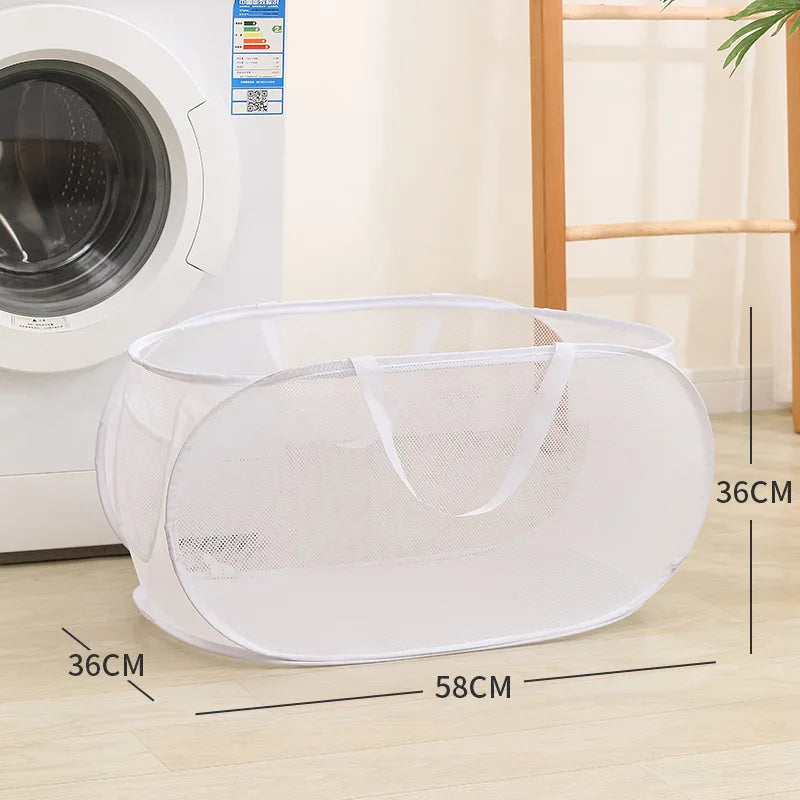 Horizontal Foldable Laundry Basket Mesh Cloth Breathable Laundrys Hamper Large Capacity Storage Baskets Home Accessories