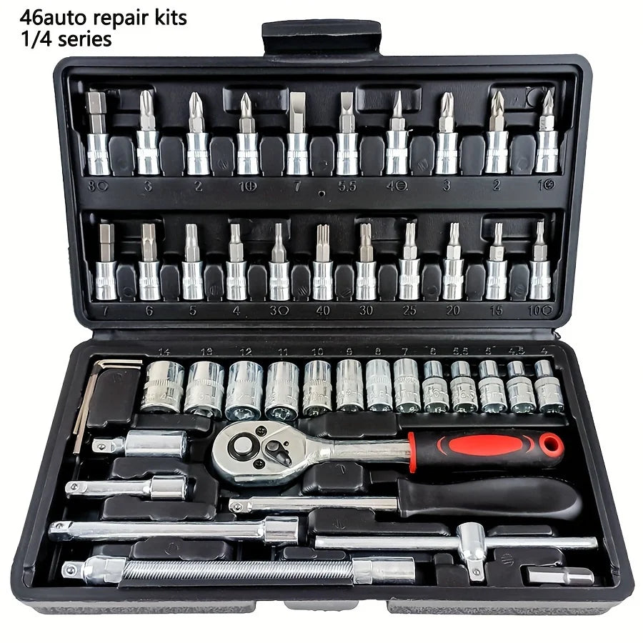 Ultimate Automotive Mechanical Tool Kit - High-Quality Ratchet Wrench and Assorted Screwdriver Set - Super Portable, Wrench Set