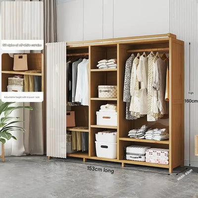 Space Saving Cheap Closet Modern Minimalist Nordic Display Lounge Open Wooden Wardrobe Storage Vestidores Trendy Furniture