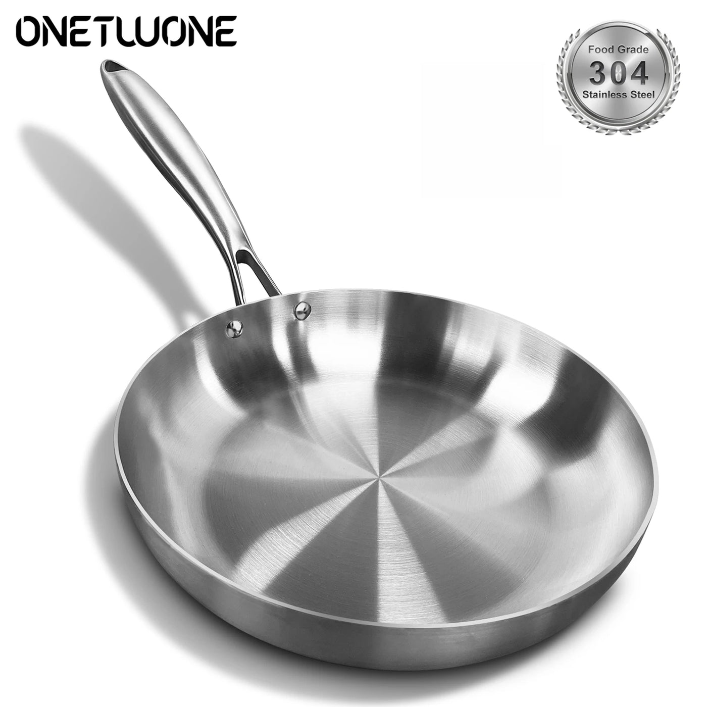 304 Stainless Steel Frying Pan, NonStick Pan Fried Steak Pot  Uncoated Kitchen Cookware For Gas Stove and Induction Cooker