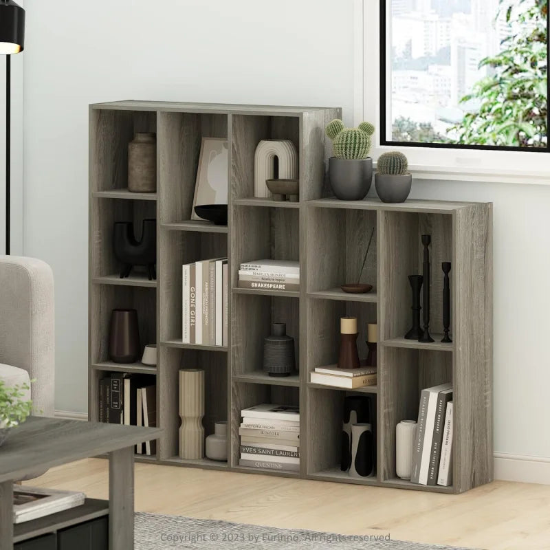 Luder 11-Cube Reversible Open Shelf Bookcase, French Oak