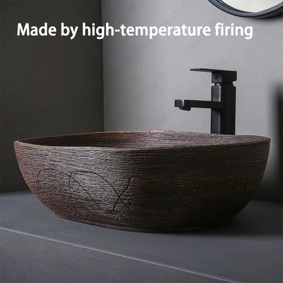 Ceramic Table Sink Porcelain Countertop Vessel Sink For Bathroom Balcony Lavatory Washbasin Above Counter Vanity Bowl Art Basin